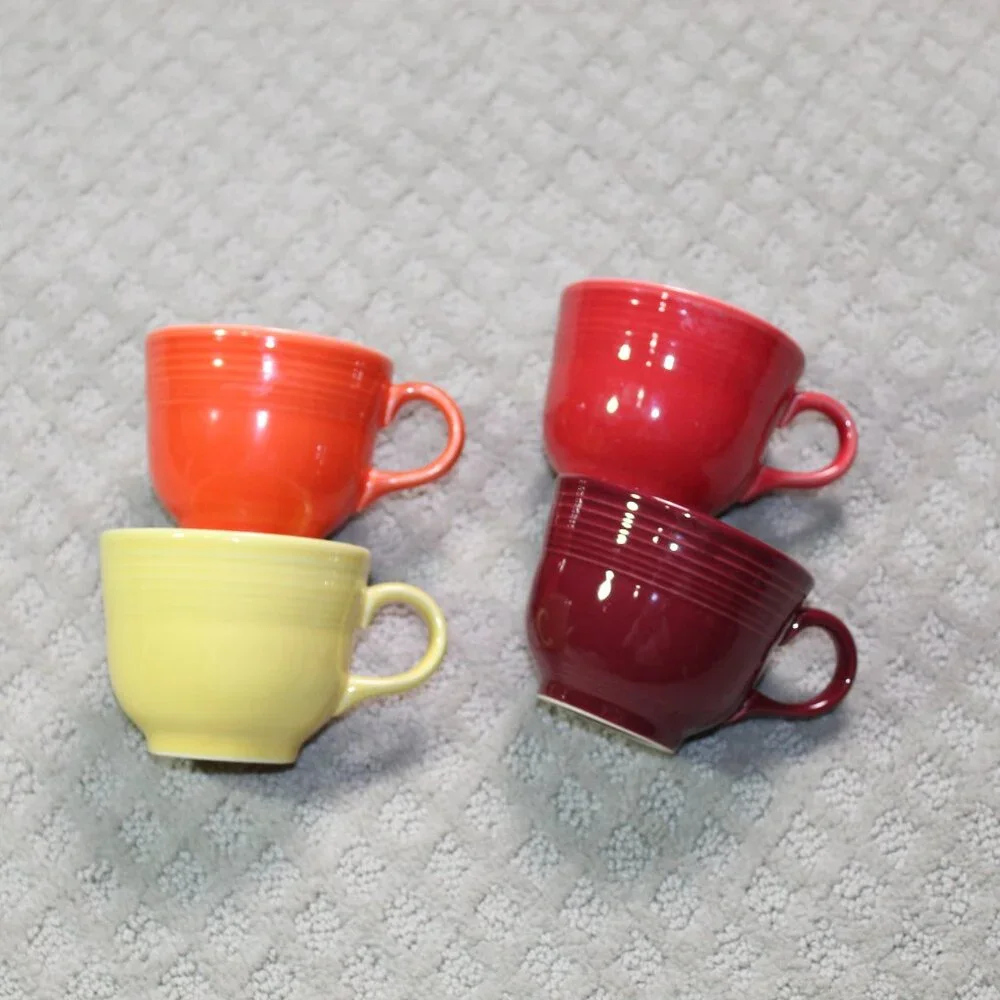 Set of 4 Vintage Homer Laughlin China Co. Fiesta Ceramic Mugs
